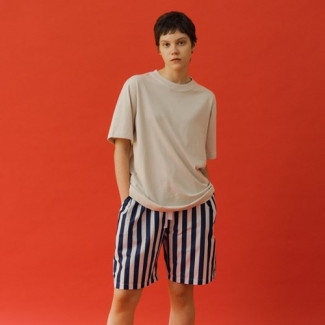 (w) Navy Resort Stripe Shorts