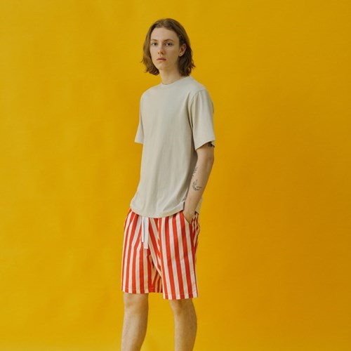 (m) Red Resort Stripe Shorts